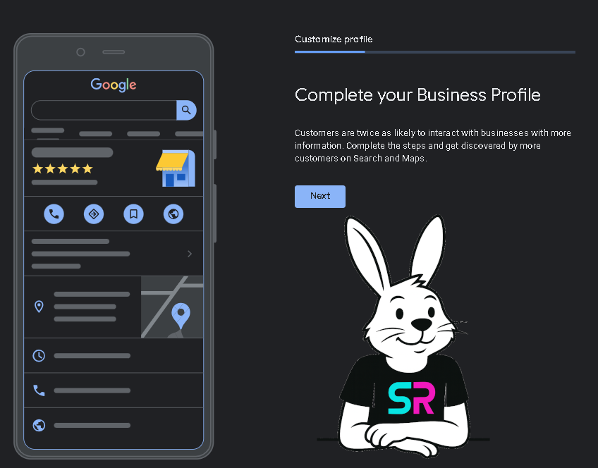 Stylized city map with a highlighted local business pin and a glowing profile card, representing Google Business Profile visibility.